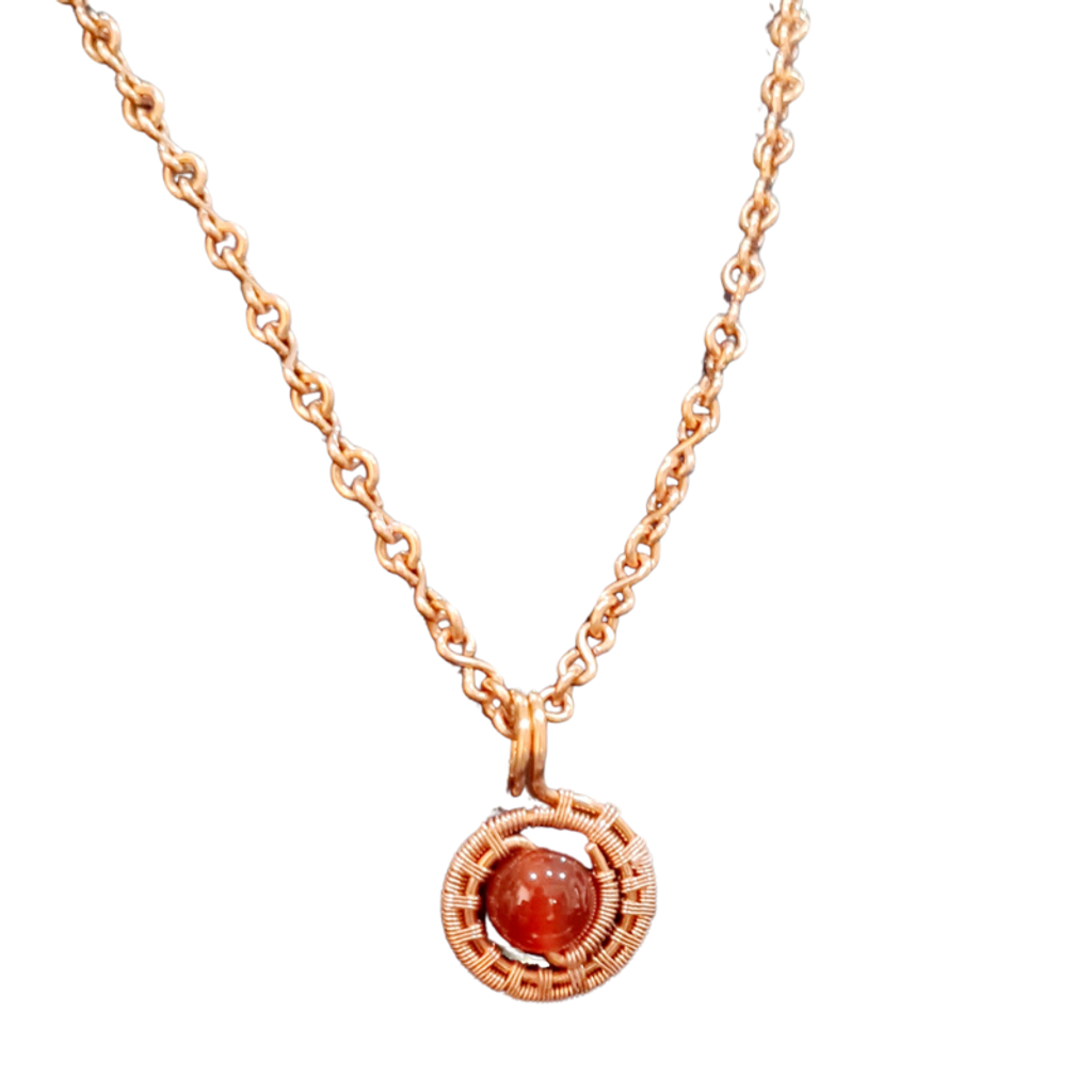 1c Copper Chain Necklace featuring Natural Carnelian