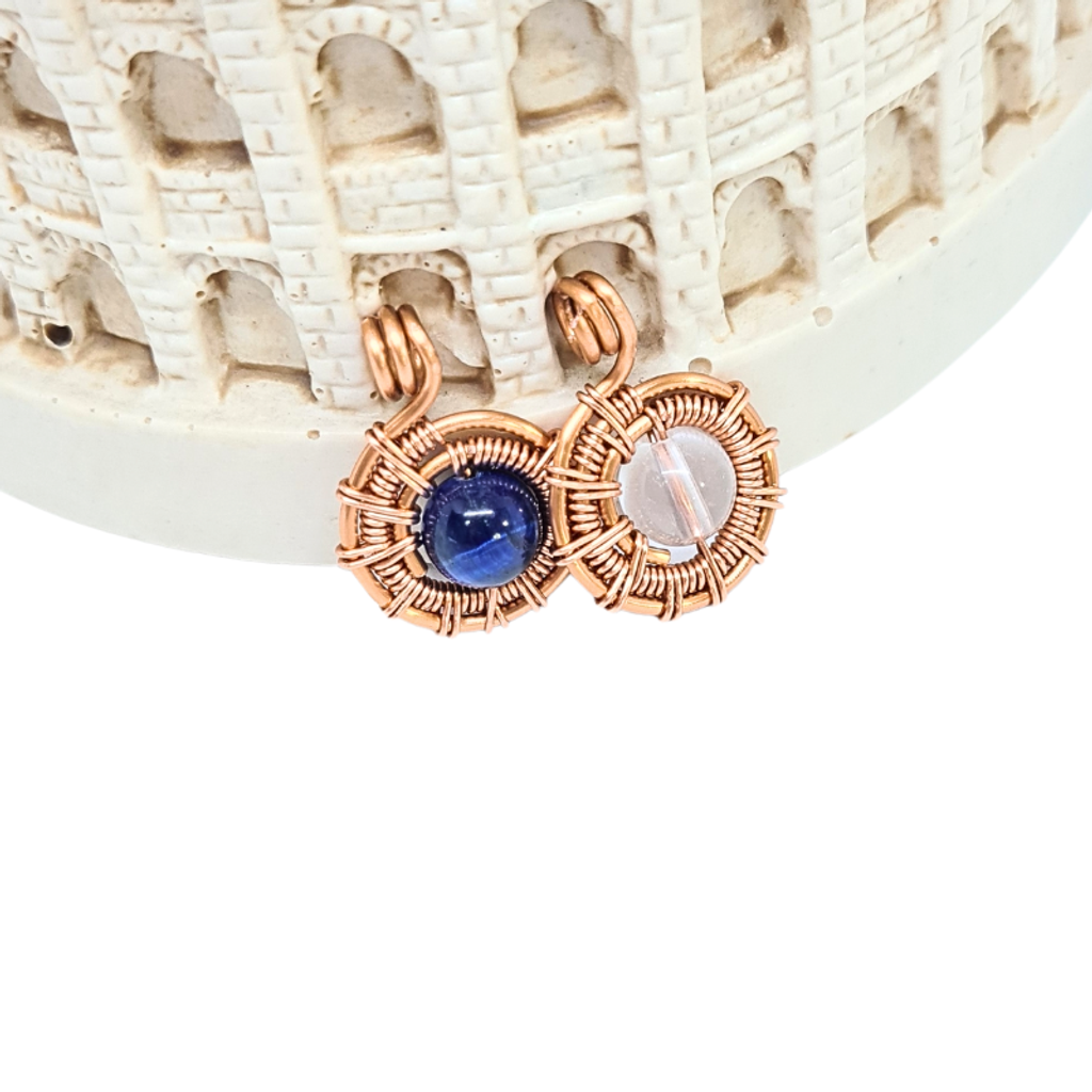 Copper Chain Necklace featuring Blue Tiger Eye & Clear Quartz