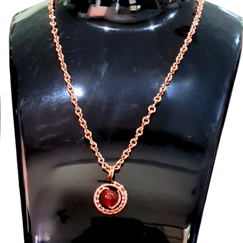 Copper Chain Necklace featuring Natural Carnelian