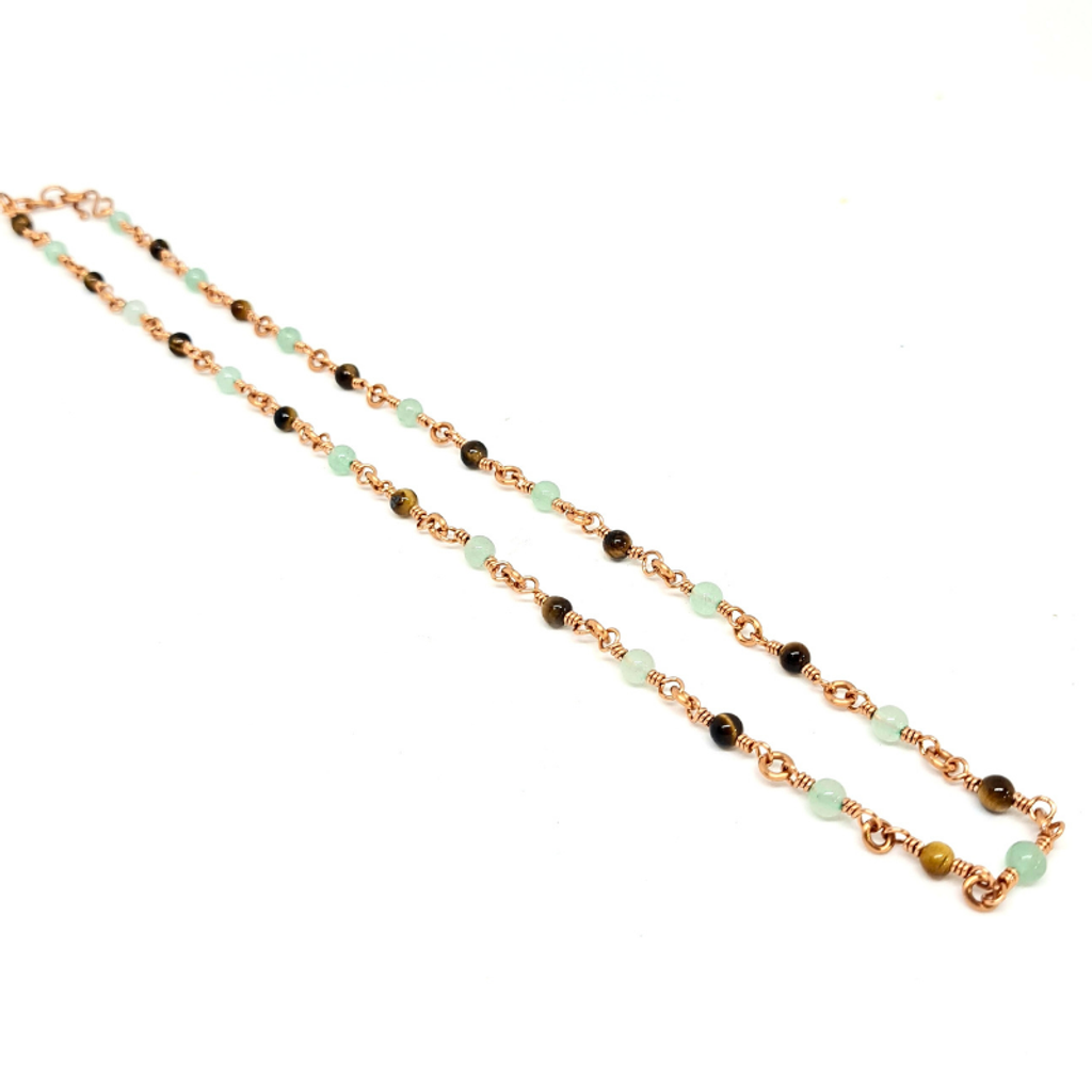Aventurine & Tiger Eye Necklace with Copper Links