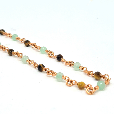 Aventurine & Tiger Eye Necklace with Copper Links
