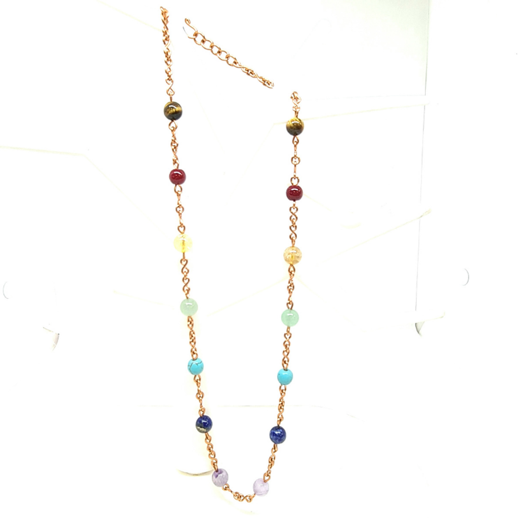 7 Chakra Gemstone Necklace with Copper Chain