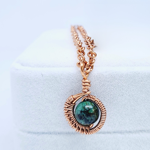 African Turquoise Necklace with Copper Chain