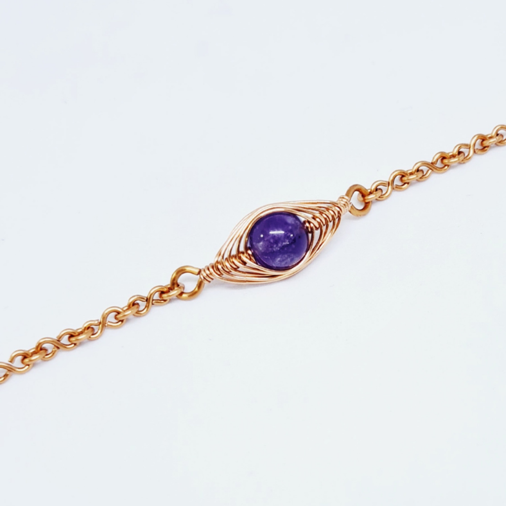 Amethyst Necklace with Copper Chain ( Best Seller ) - Minimalist