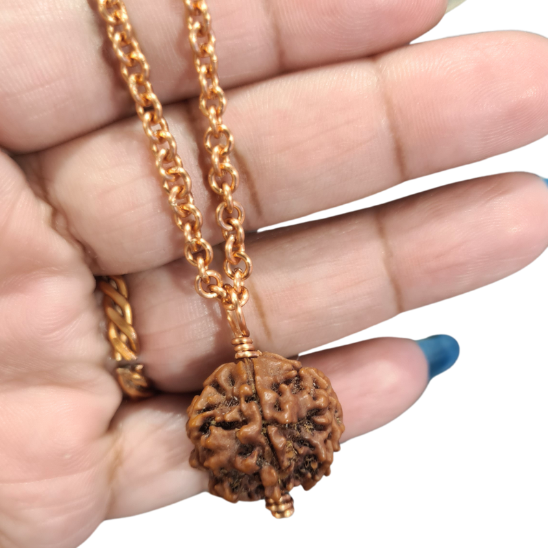 5 Mukhi Rudraksha with Copper Wrapping and Copper Chain