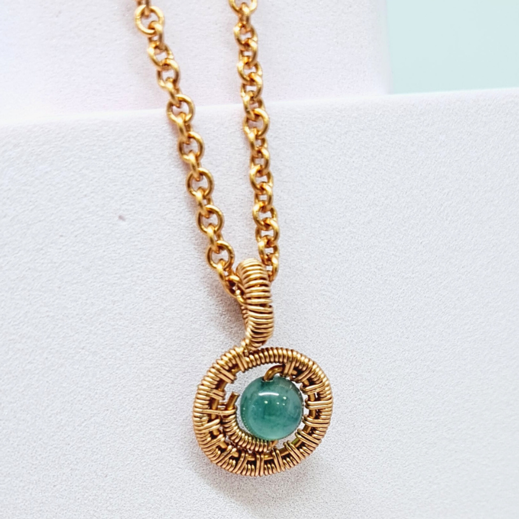Copper Chain Necklace featuring Aventurine