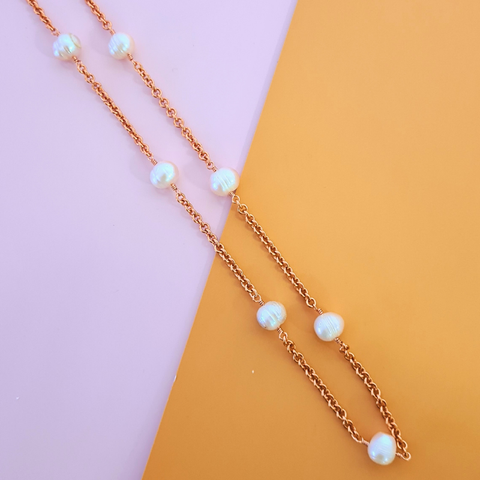 Freshwater Pearl Necklace with Copper Chain