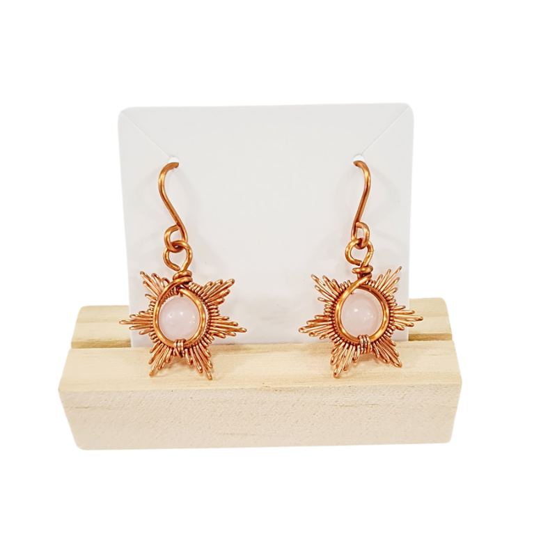 Sunburst Rose Quartz Earrings