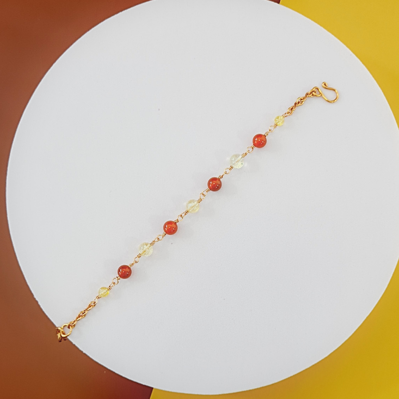 Copper Bracelet featuring Citrine & Carnelian