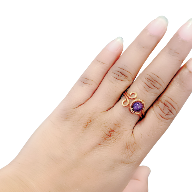 Adjustable Ring with Amethyst