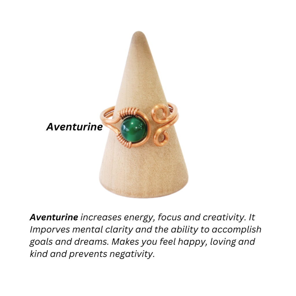 Adjustable Ring with Aventurine