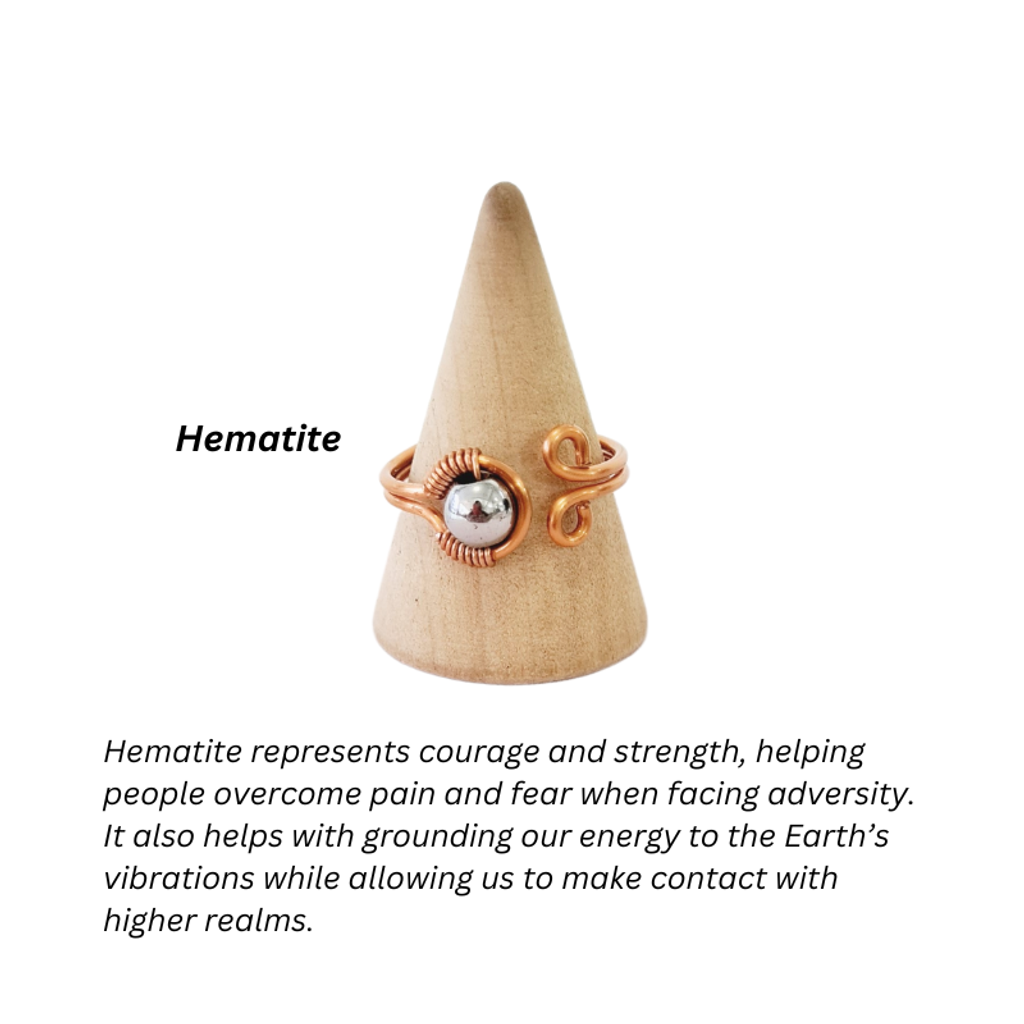 Adjustable Ring with Hematite