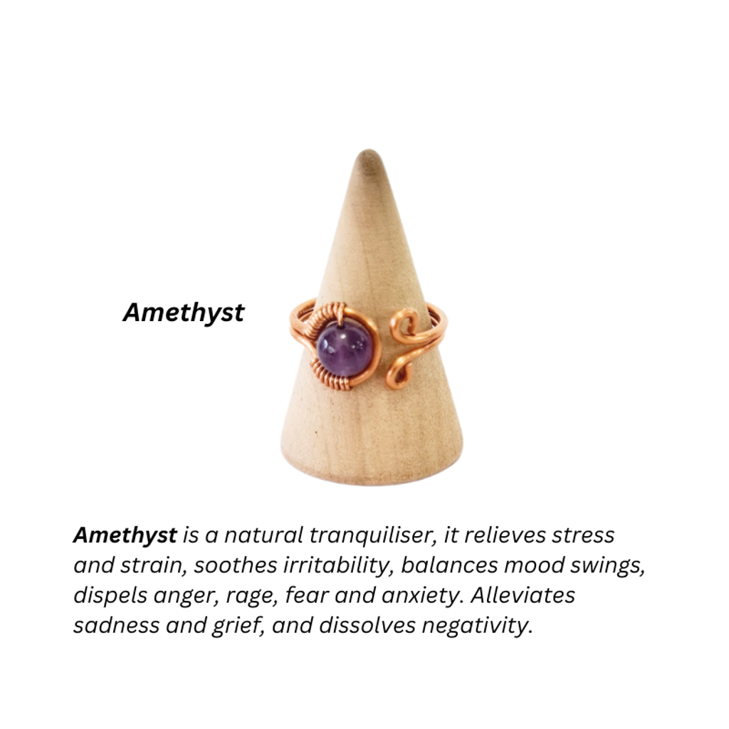 Adjustable Ring with Amethyst