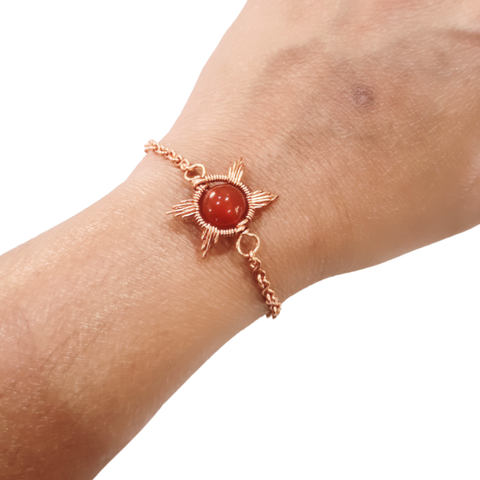 Carnelian Sun Bracelet - Hypoallergenic Copper Bracelet
