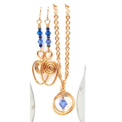Blue Swarovski Crystal Necklace & Dangle Earrings GIFT Set