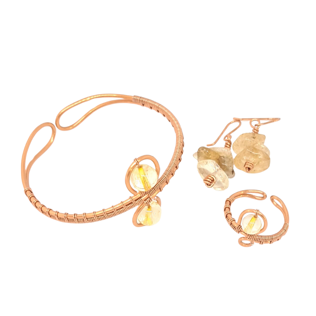 Copper Bangle and Statement Ring featuring Citrine