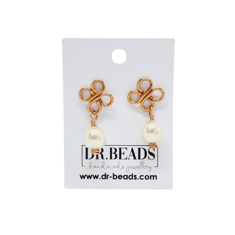Mother's Day Gift - Copper Bangle, Earrings and Long Necklace featuring Freshwater Pearl