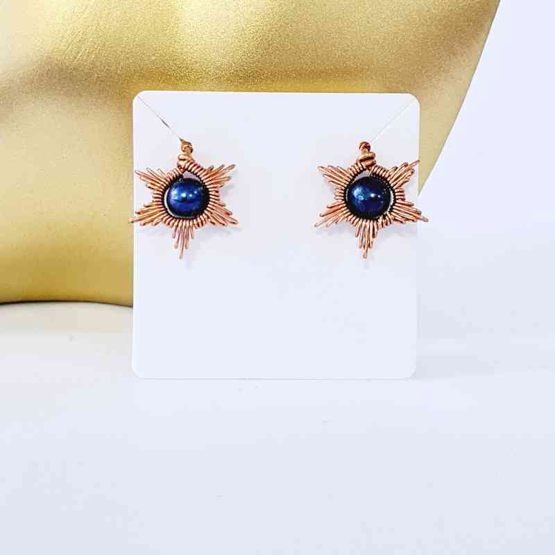 Black Freshwater Pearl Necklace & Sunburst Stud Earrings GIFT Set