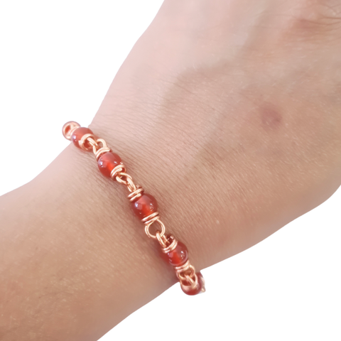 Copper Bracelet featuring Red Agate