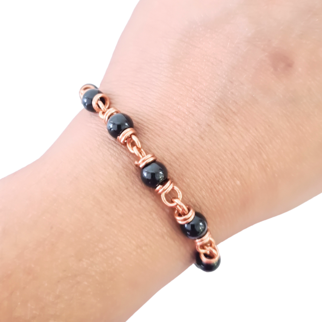 Copper Bracelet featuring Black Agate