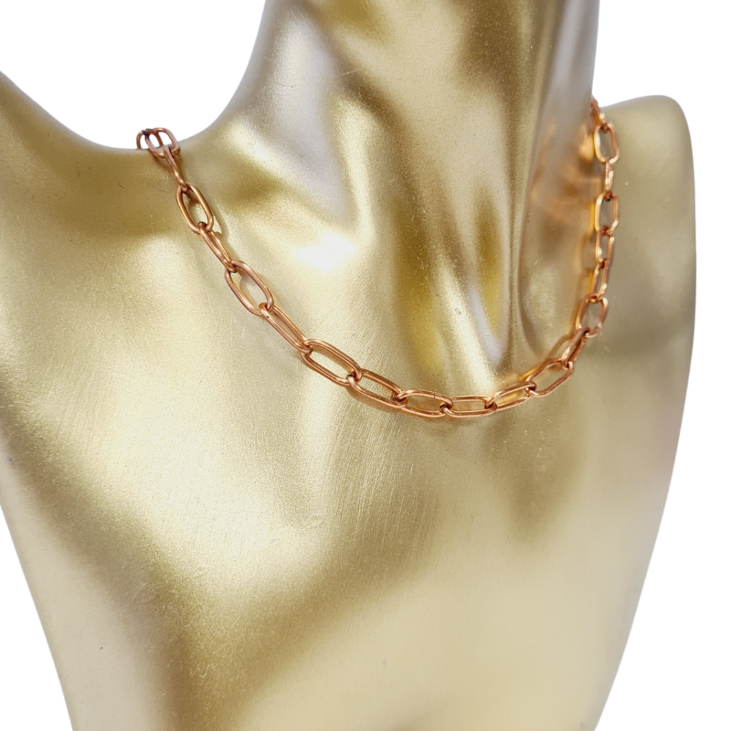 Oval Link Copper Chain Necklace - Minimalist, UNISEX