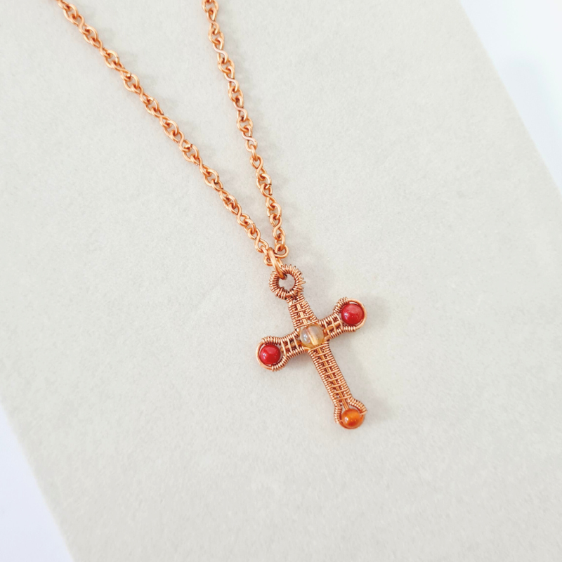 Copper Chain Necklace featuring Cross Pendant