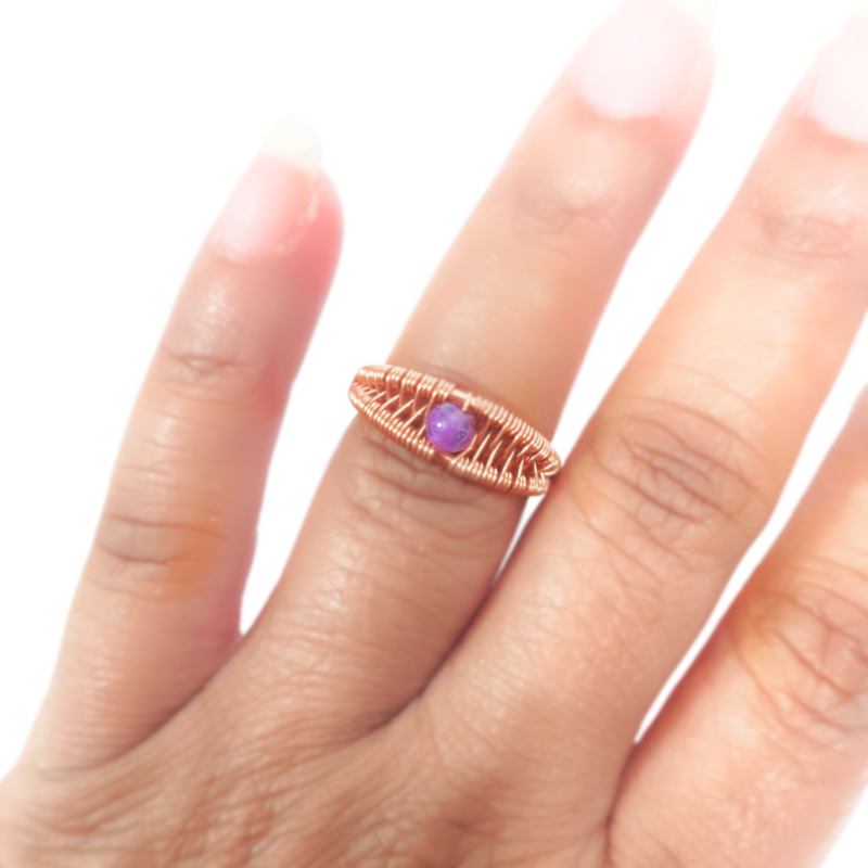 Dr. Beads Copper Ring featuring Amethyst - Unisex