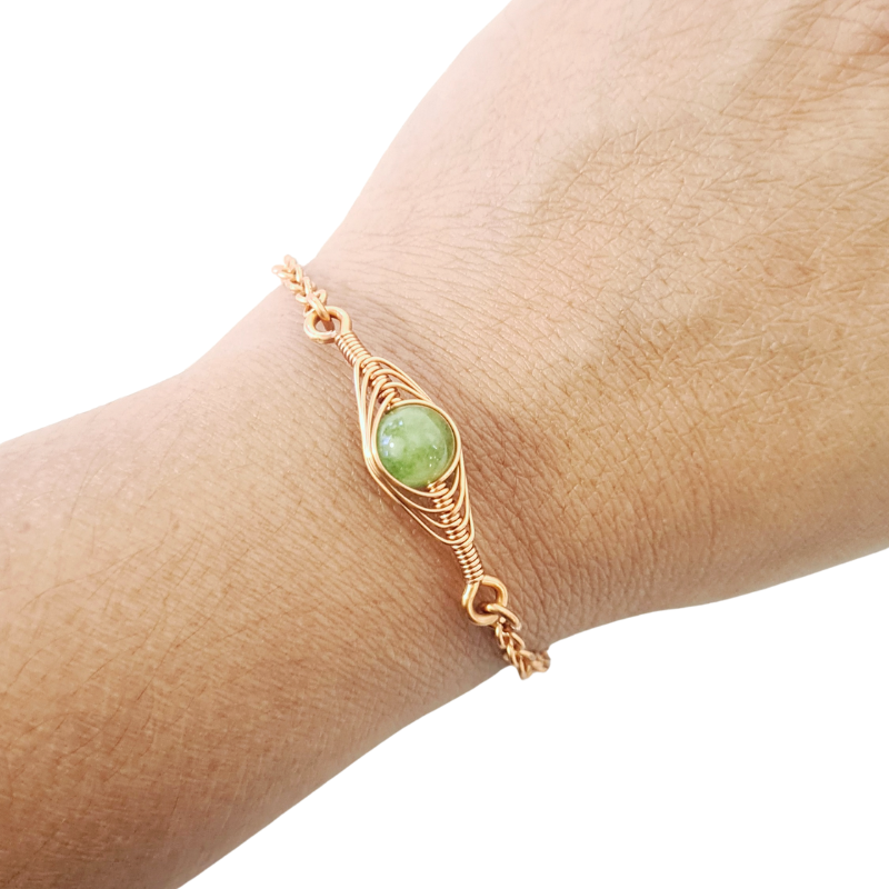 Copper Bracelet featuring Natural Jade