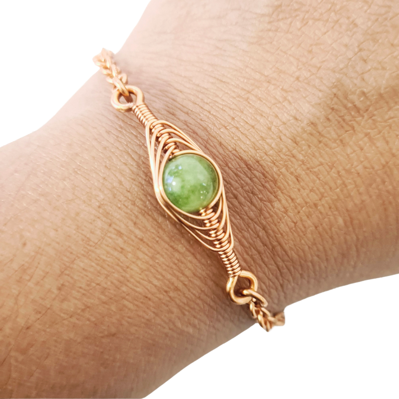 Copper Bracelet featuring Natural Jade
