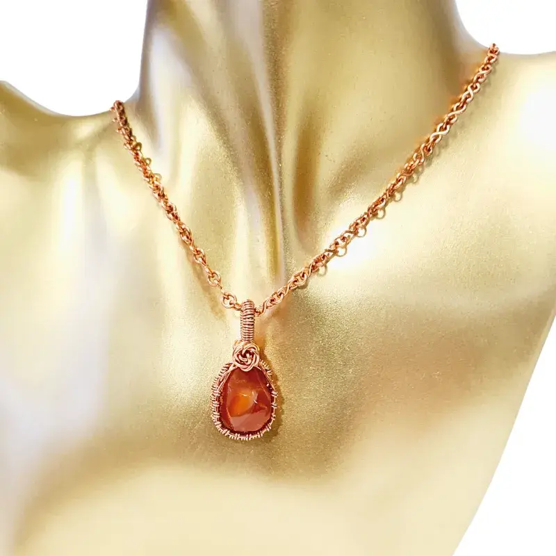 Carnelian Gift Set - Copper Bangle and Necklace Set