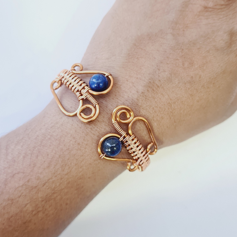 Copper Bangle with Lapis Lazuli