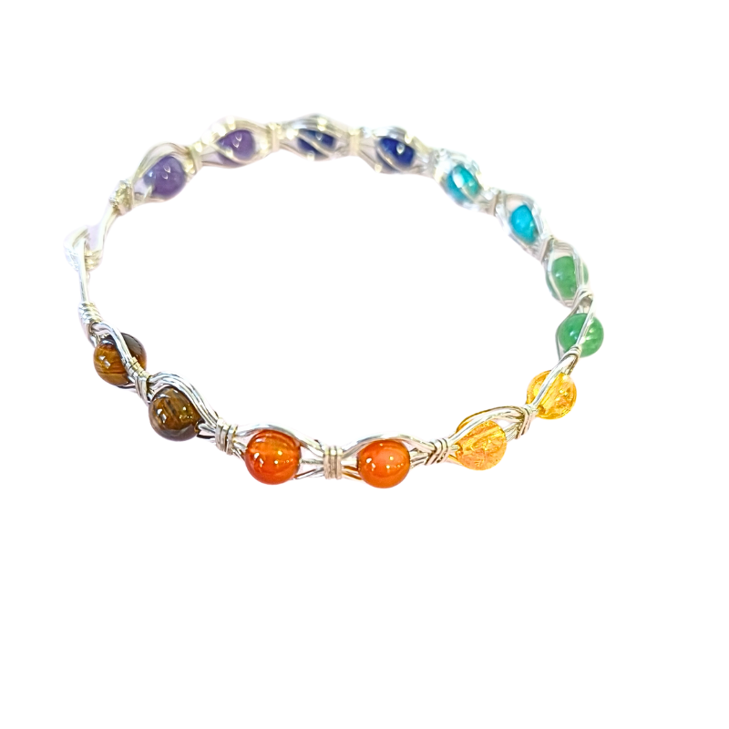 Rainbow Silver Chakra Healing Bangle