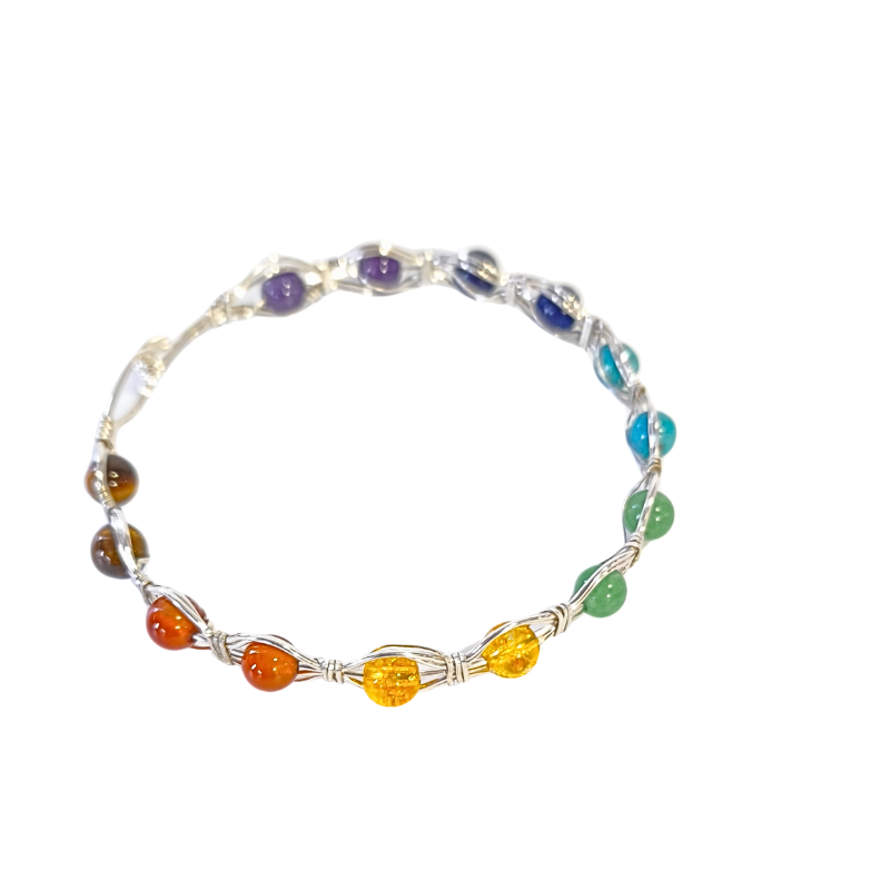 Rainbow Silver Chakra Healing Bangle