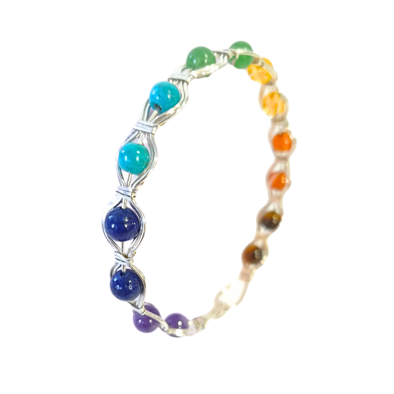 Rainbow Silver Chakra Healing Bangle
