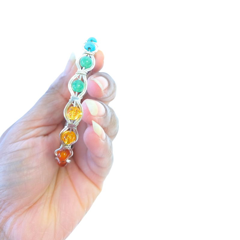 Rainbow Silver Chakra Healing Bangle