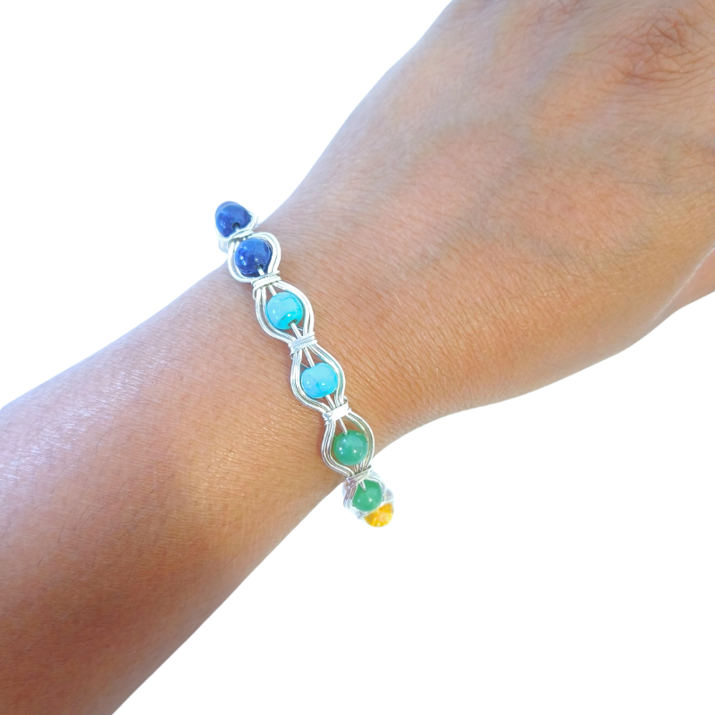 Rainbow Silver Chakra Healing Bangle