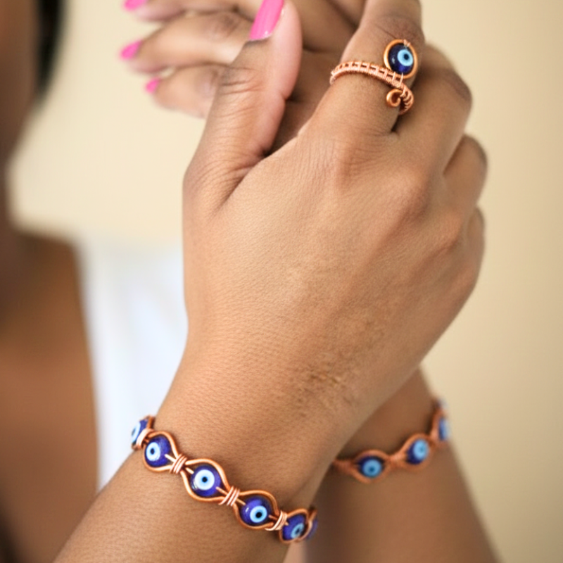 Evil Eye Protection Copper Bangle