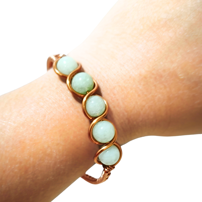 Copper Bangle with Green Jade