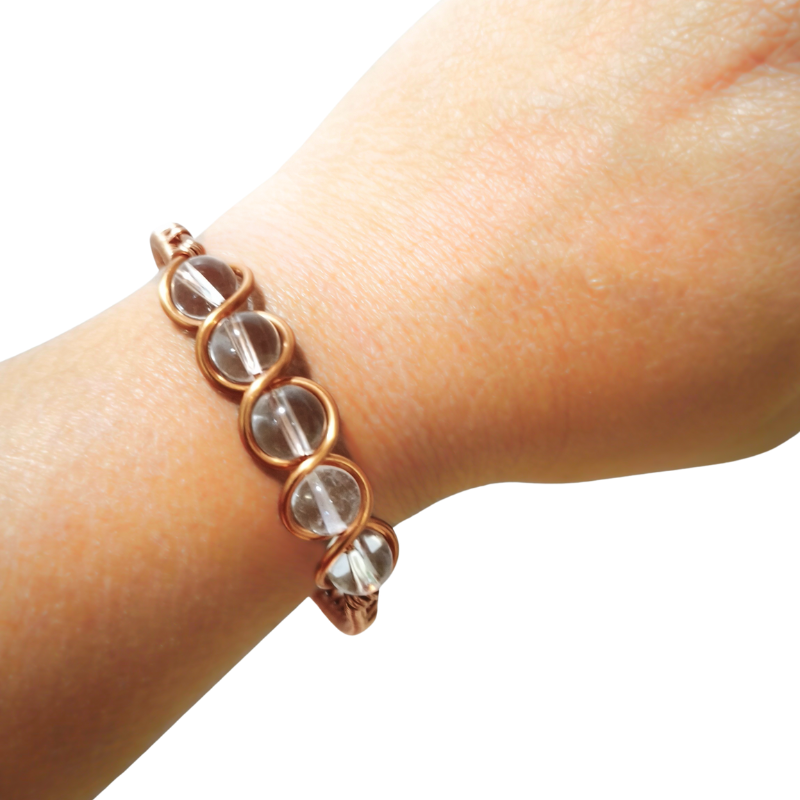 Copper Bangle with Clear Quartz