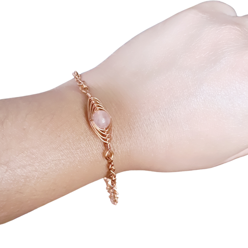 Copper Eye Bracelet featuring Rose Quartz