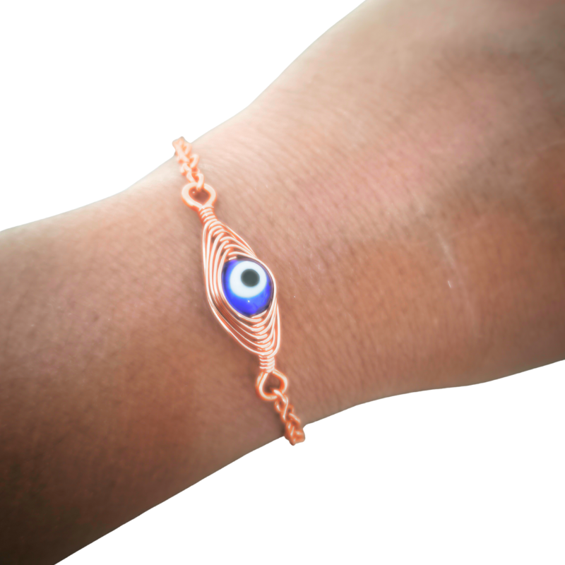 Copper Eye Bracelet featuring Turkish Evil Eye