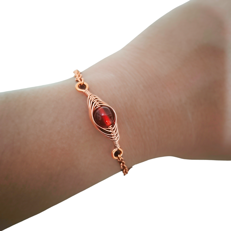 Copper Eye Bracelet featuring Red Agate