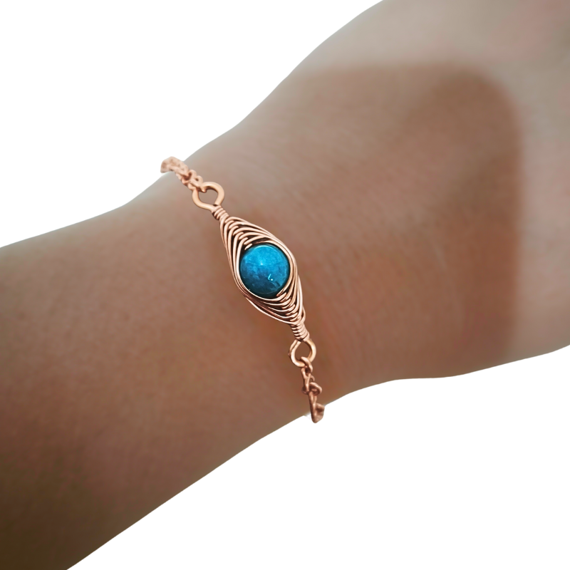Copper Eye Bracelet featuring Blue Apatite