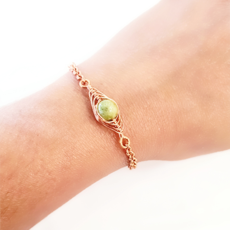 Copper Eye Bracelet featuring Green Jade