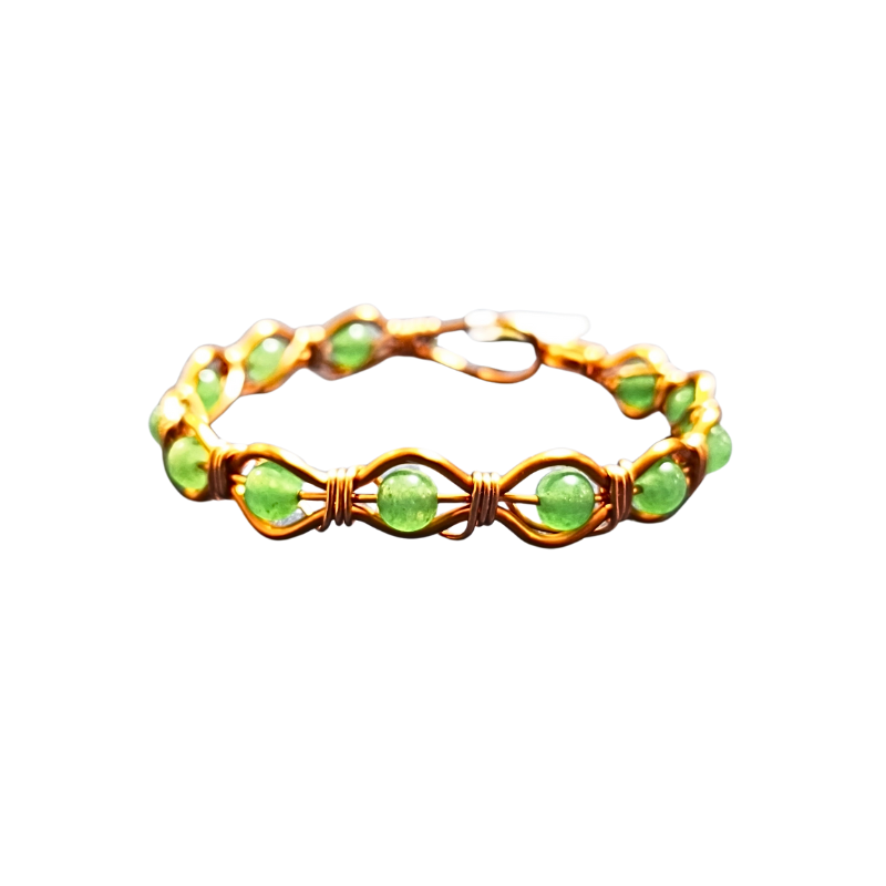 Radiant Twist Copper Bangle featuring Gemstones