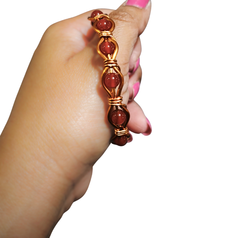 Radiant Twist Copper Bangle featuring Gemstones