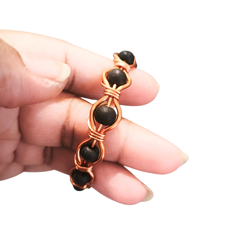 Radiant Twist Copper Bangle featuring Karungali - Black Ebony Wood