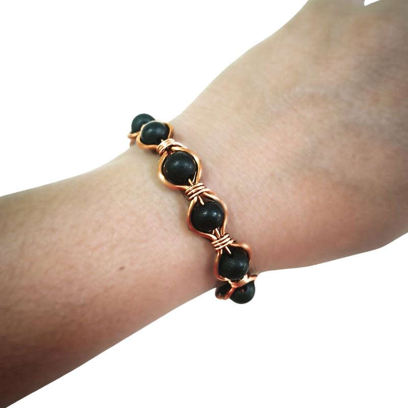 Radiant Twist Copper Bangle featuring Karungali - Black Ebony Wood