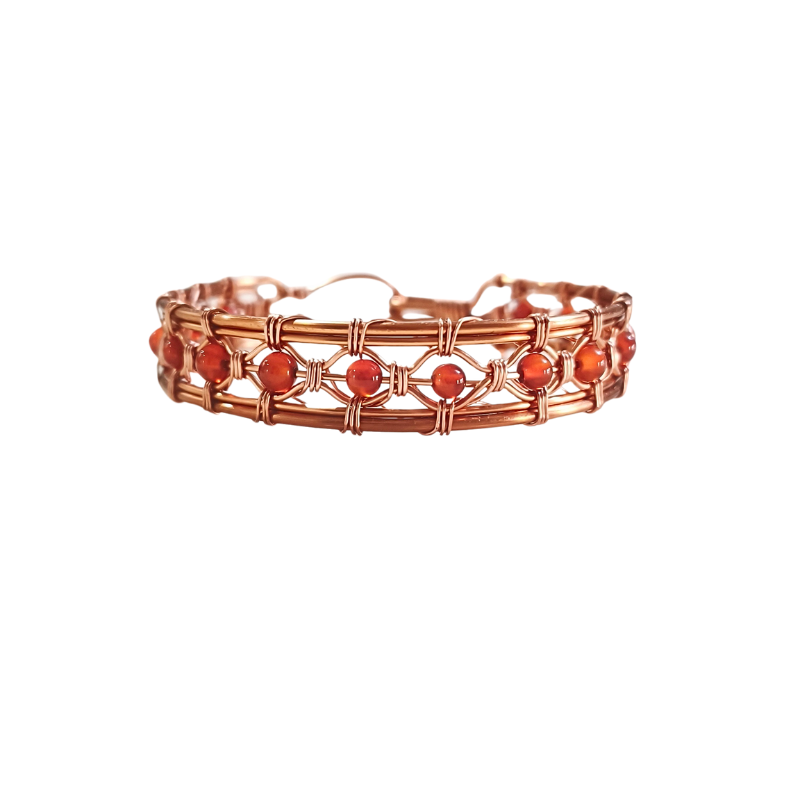 Weave Delight Copper Bangle featuring Gemstone