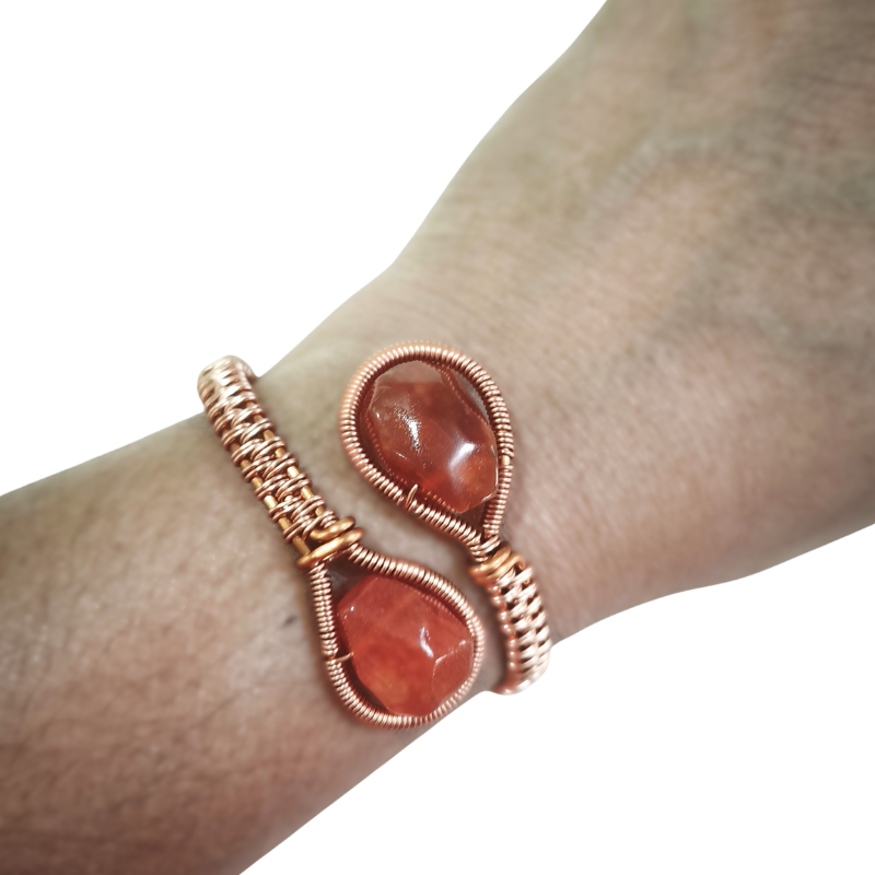 Carnelian Glow Copper Cuff Bangle